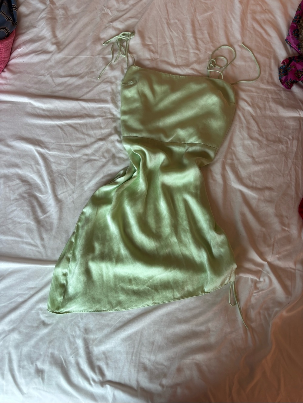 Amanda Uprichard Mint Satin Slip Mini Dress